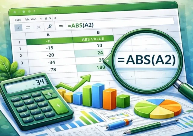 آموزش تابع ABS برای قدر مطلق در اکسل با مثال ساده