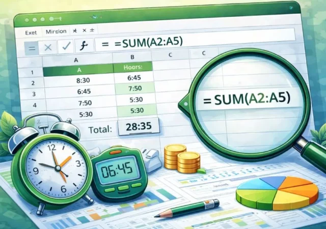 جمع ساعت در اکسل | آموزش جمع ساعت کاری و بیش از 24 ساعت