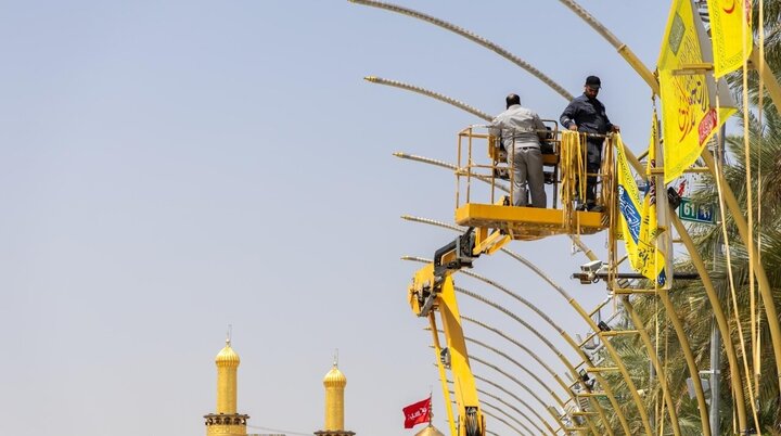 آذین بندی حرم امام حسین(ع) در سالروز ولادت امام رضا(ع)+تصاویر