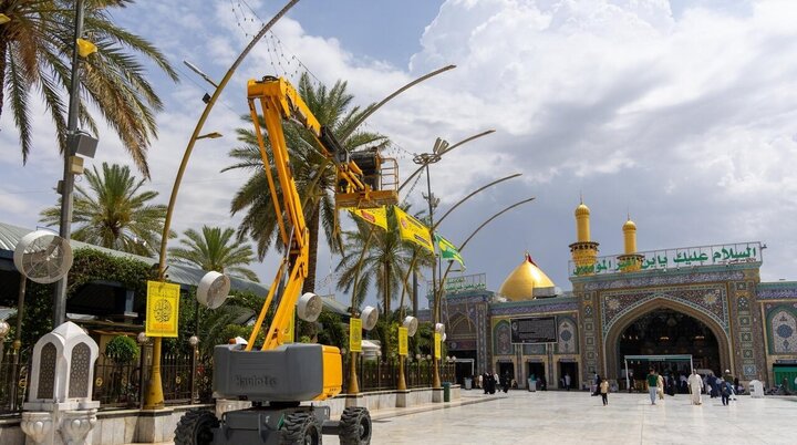 آذین بندی حرم امام حسین(ع) در سالروز ولادت امام رضا(ع)+تصاویر