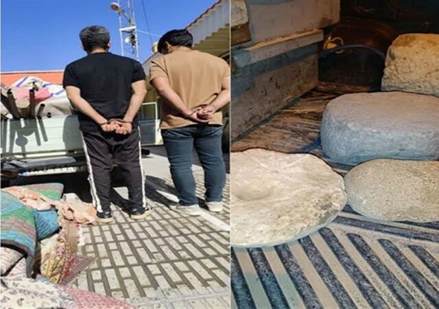 کشف 4 پایه ستون تاریخی در مرودشت؛ 2 نفر دستگیر شدند