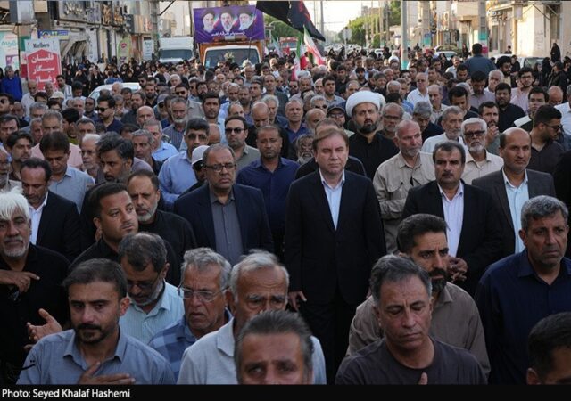 تشییع پیکر مطهر بانوی شهیده جنگ تحمیلی سوم در بوشهر