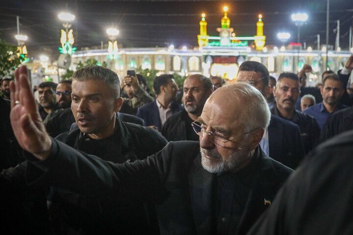 حضور قالیباف در مراسم چهلمین روز تدفین آقای شهید ایران در کربلا حضور قالیباف در مراسم چهلمین روز تدفین آقای شهید ایران در کربلا